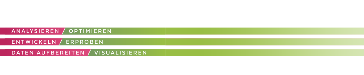 Graphik mit Analysieren / Optimieren, Entwickeln / Erproben, Daten aufbereiten / Visualisieren